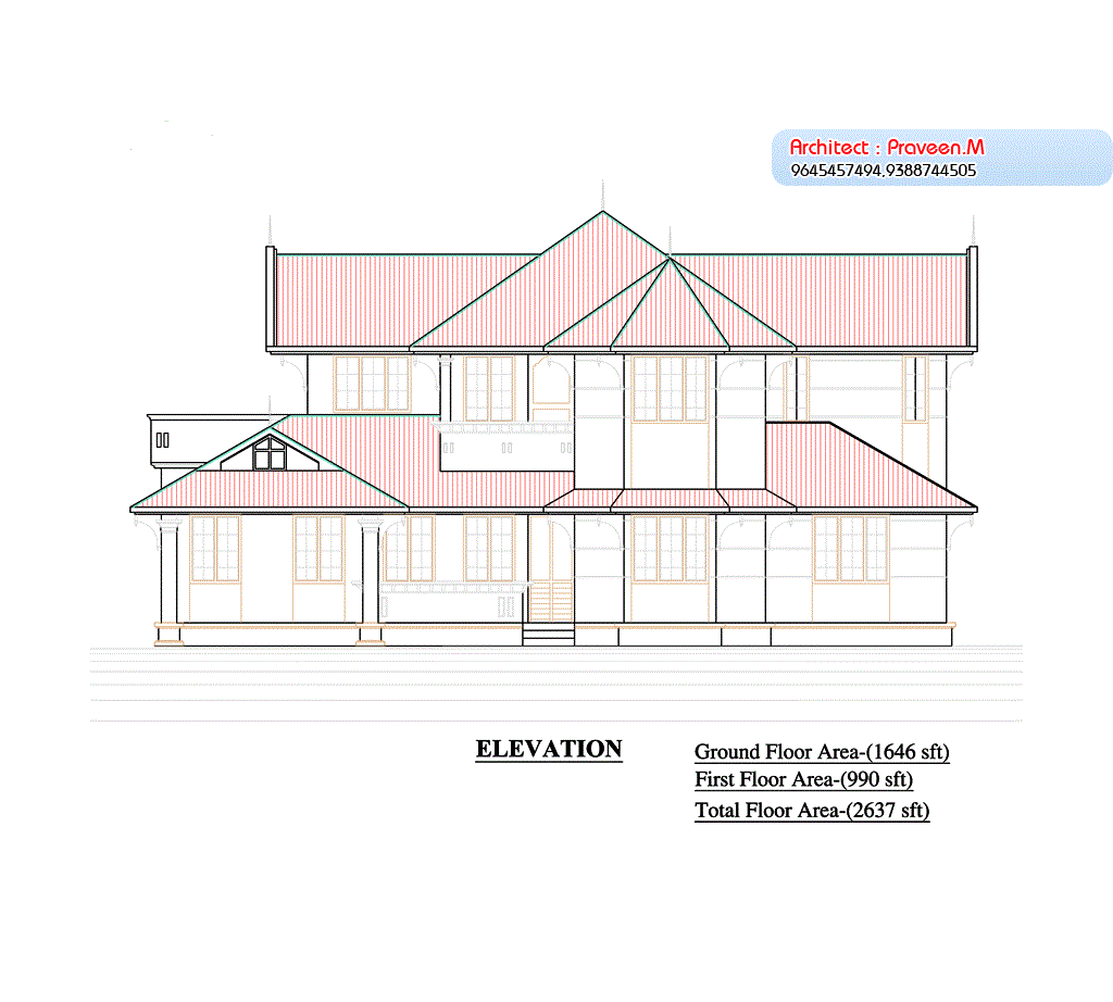 2637 Square Feet 5 Bedroom Luxuries Home Design and Plan