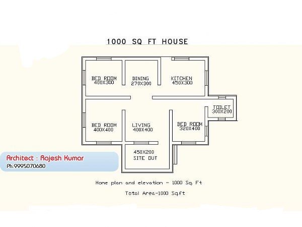 1000 Square Feet 3 Bedroom Low Budget Kerala Home Design and Plan