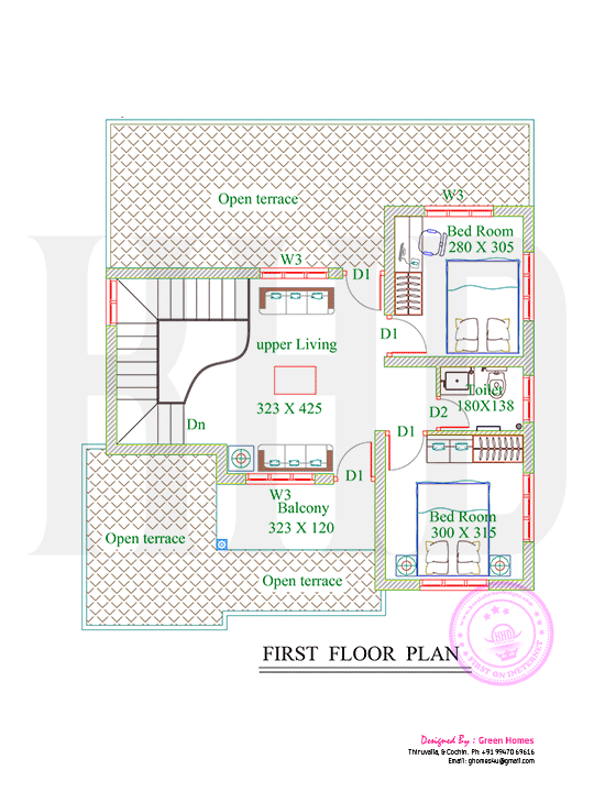 1738 Square Feet 4 Bedroom Double Floor Sloping Roof Home Design and Elevation