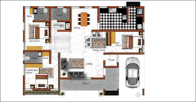 1530 Square Feet 3 Bedroom Single Floor Amazing Home Design and Plan