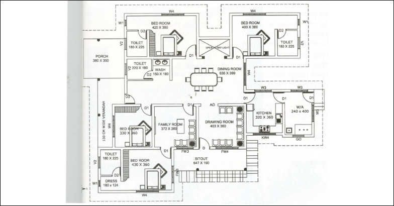 2540 Square Feet 4 Bedroom Single Floor Home Design and Plan