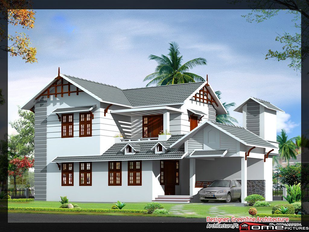 1839 Square Feet 4 Bedroom Double Floor Sloping Roof Home Design and Plan