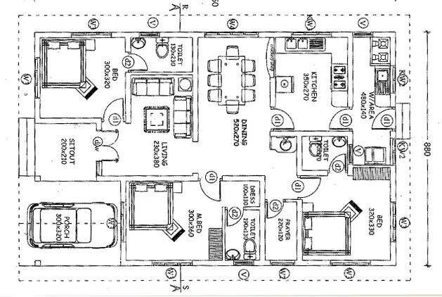 871 Square Feet 3 Bedroom Single Floor Low Budget Home Design and Plan