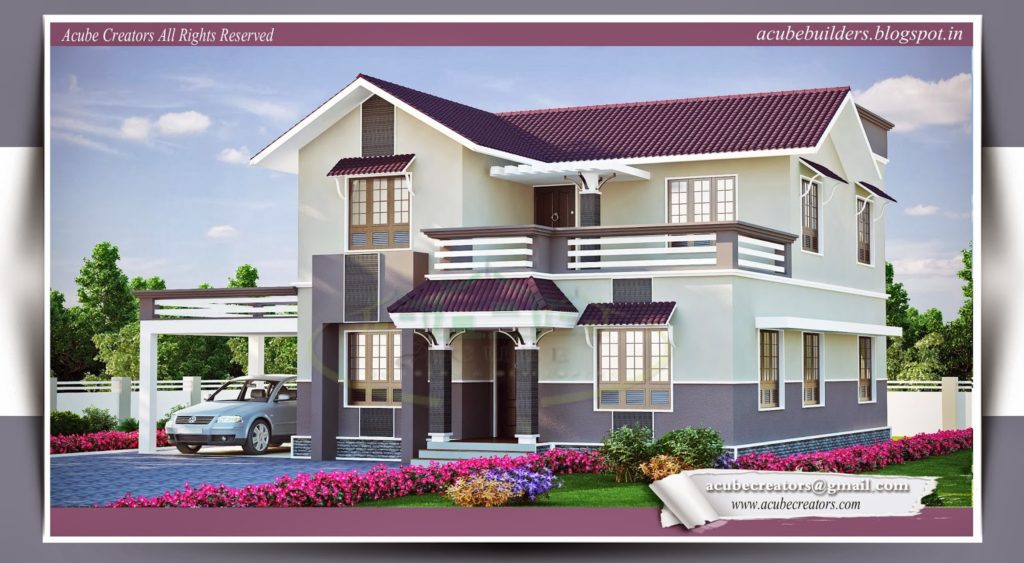 2015 Square Feet 4 Bedroom Double Floor Amazing Sloping Roof Home Design