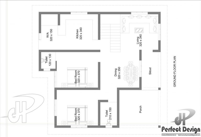 1025 Square Feet 2 Bedroom Low Budget Single Floor Home Design and Plan