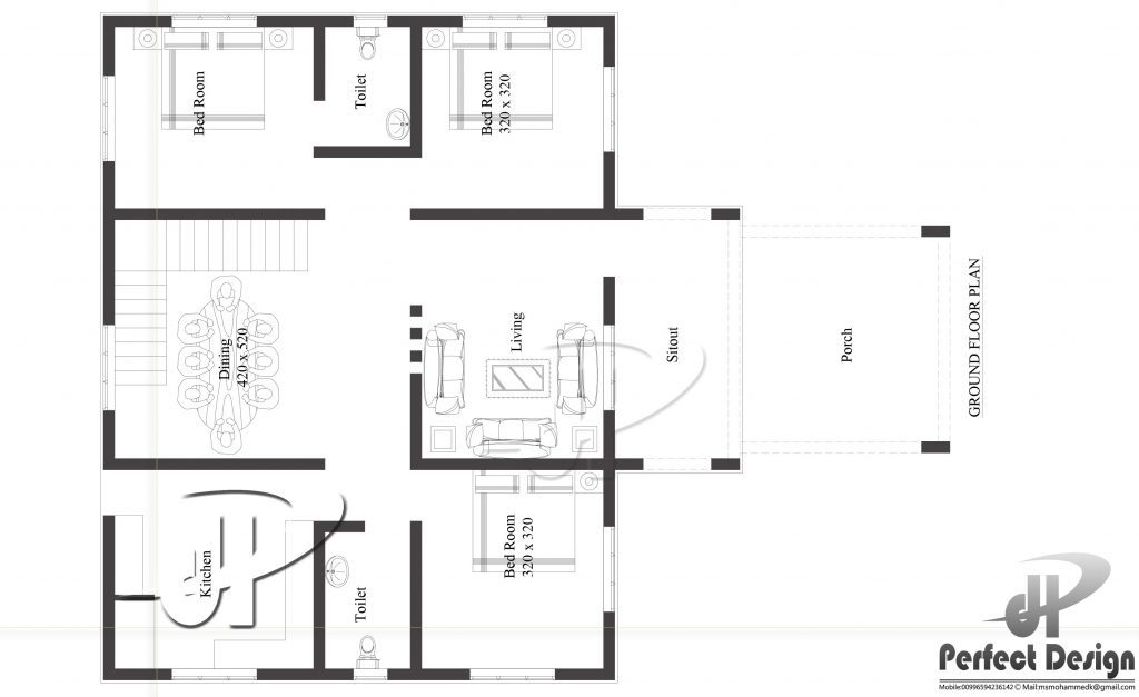1108 Square Feet 3 Bedroom Single Floor Modern Amazing Home Design and Plan