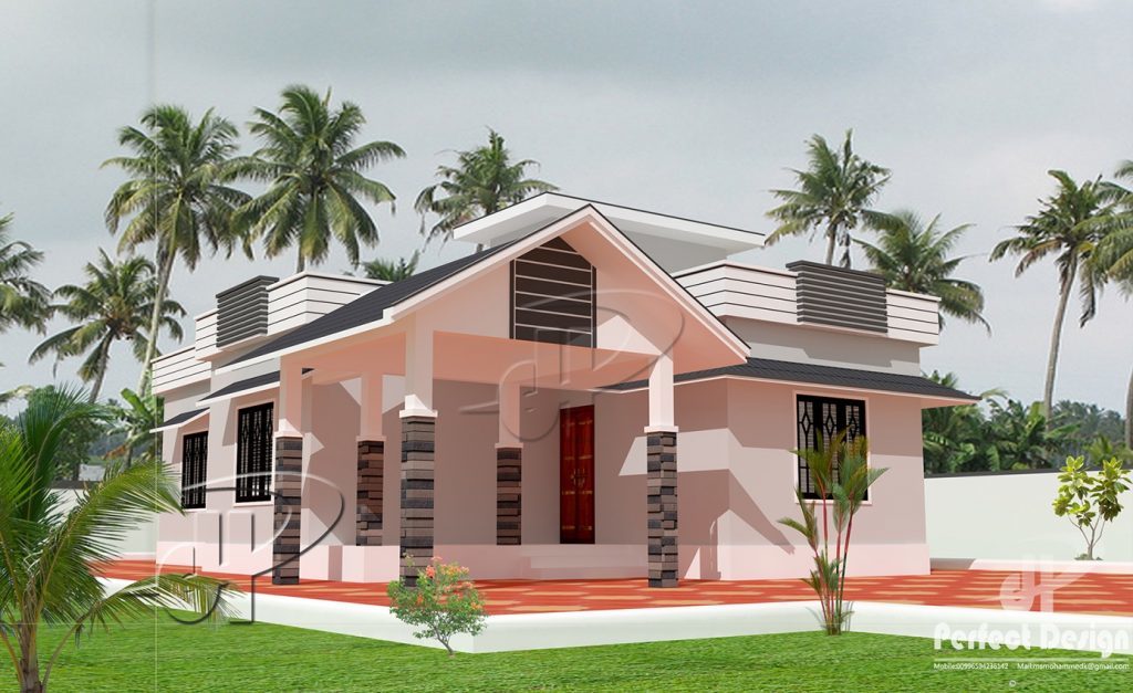 1075 Square Feet 2 Bedroom Single Floor Home Design and Plan