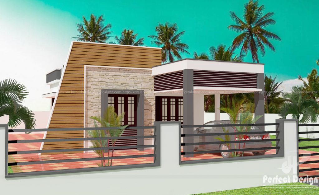 733 Square Feet 2 Bedroom Low Budget Contemporary Home Design and Plan