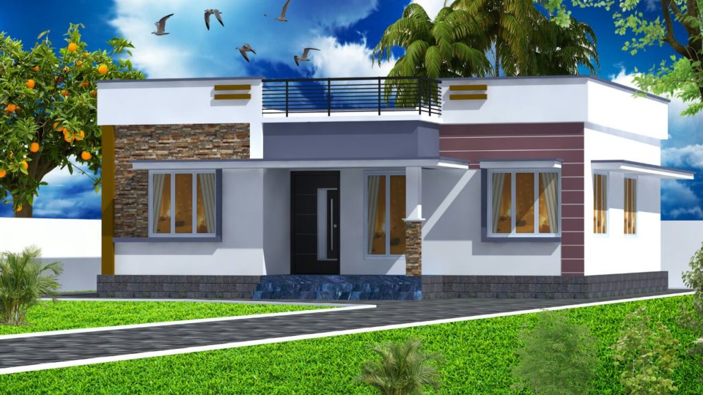 954 Square Feet 2 Bedroom Modern Single Floor Low Budget Home Design and Plan