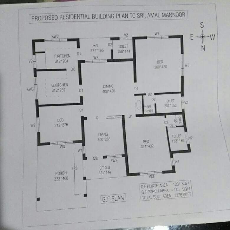 1376 Square Feet 3 Bedroom Single Floor Modern Home Design and Plan