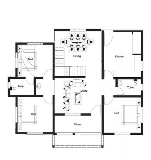 1100 Square Feet 3 Bedroom Single Floor Budget Home Design And Plan Home Pictures Easy Tips