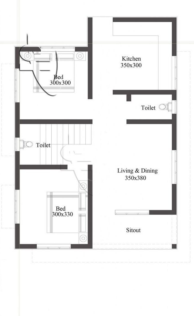 700 Square Feet 2 Bedroom Beautiful Low Budget Single Floor House and Plan