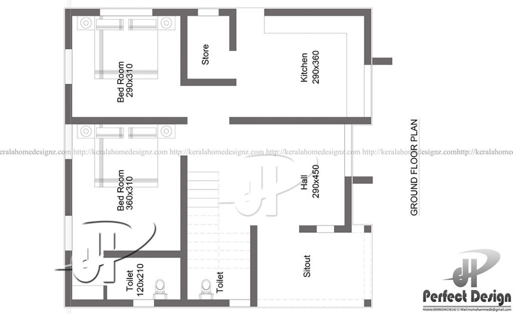 700 Square Feet 2 Bedroom Single Floor Low Budget Home Design and Plan