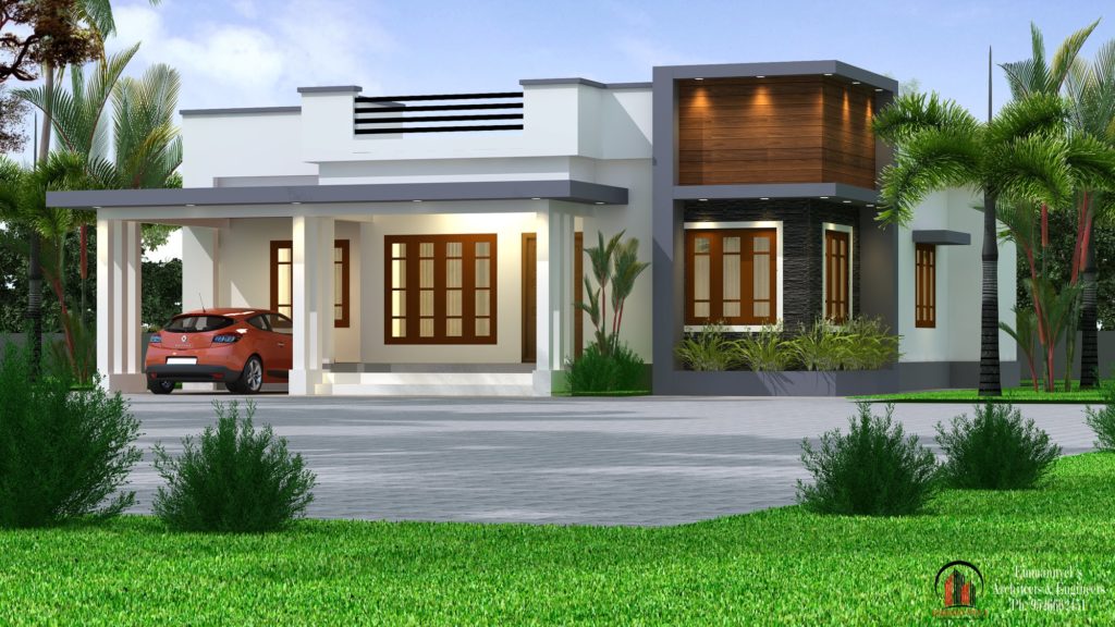 1450 Square Feet 3 Bedroom Single Floor Contemporary Flat Roof Modern