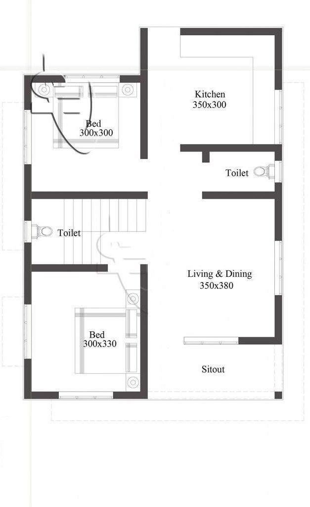 700 Square Feet 2 Bedroom Single Floor Low Budget House at Guruvayur