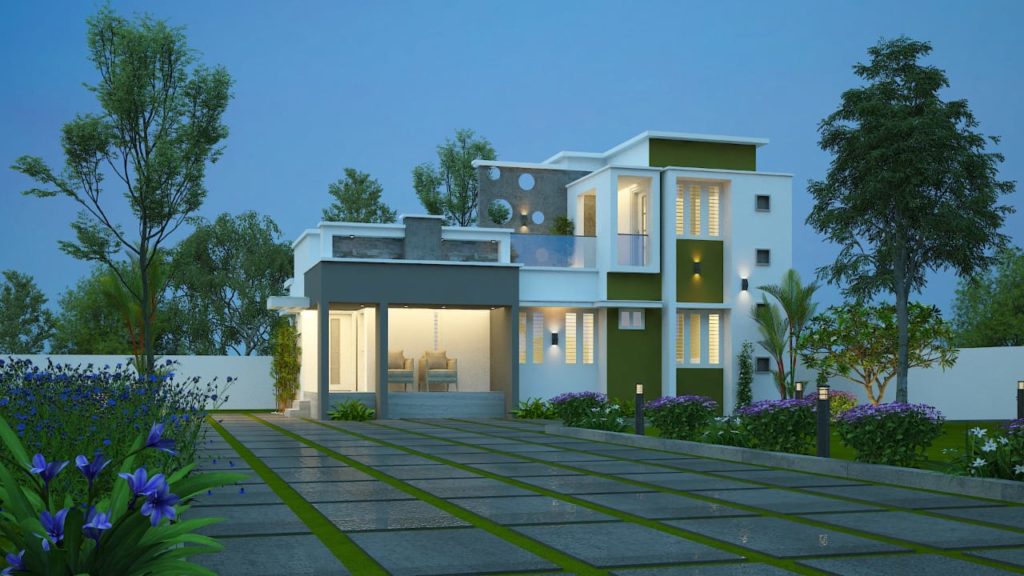 1800 Square Feet 4 Bedroom Contemporary Style Two Floor Modern House