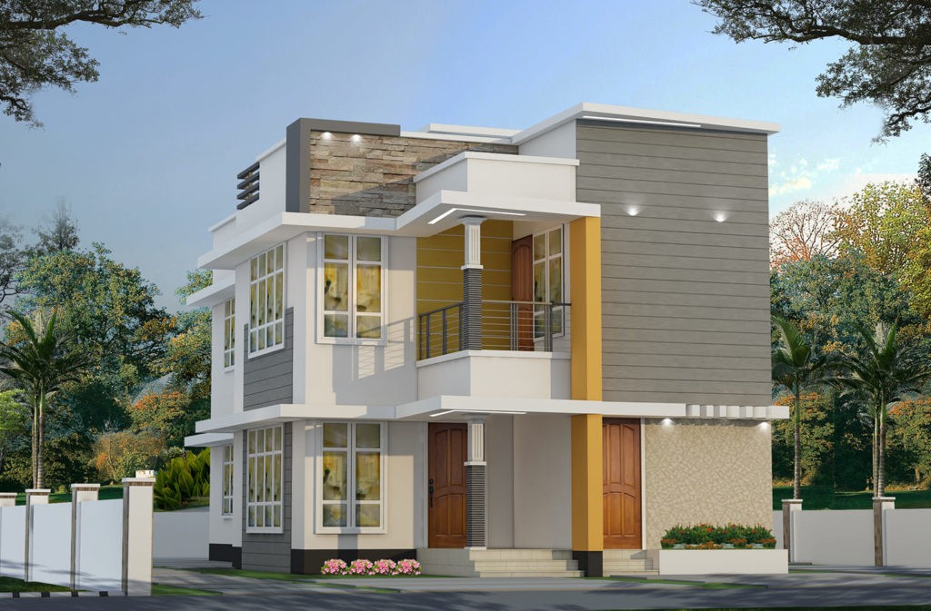 2000 Square Feet 3 Bedroom Modern Contemporary Style House and Plan