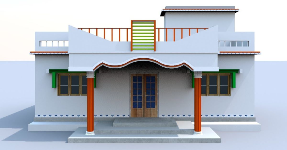 Beautiful 3 bedroom indianstyle village house plan - Home Pictures