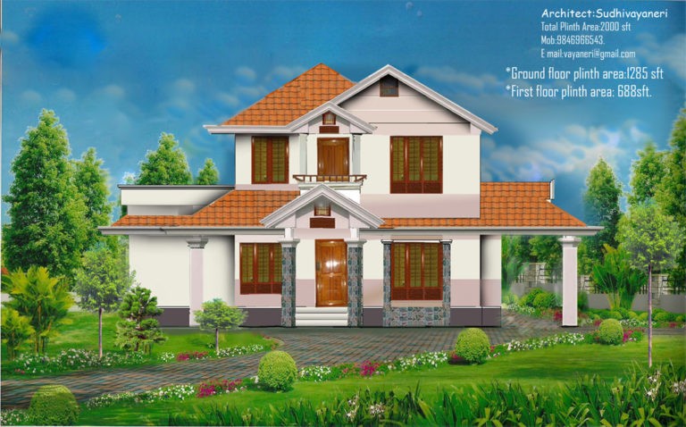 2000 Square Feet 4 Bedroom Beautiful Home Design and Elevation