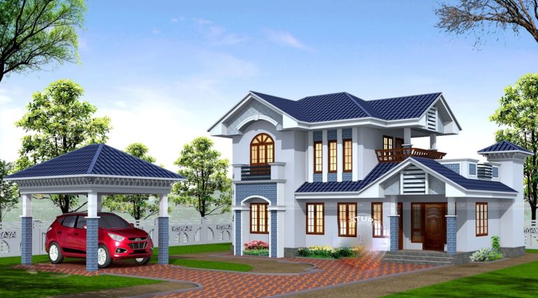 1496 Square Feet Modern Sloping Roof Kerala Home Design and Plan