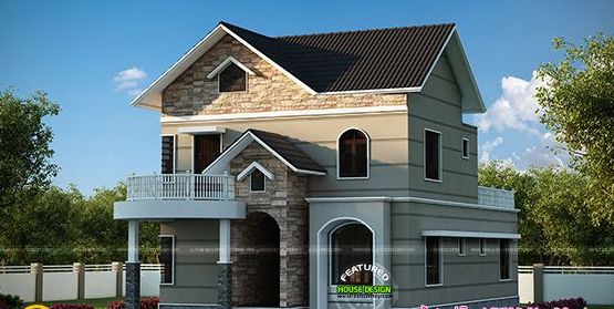 1730 Square Feet 3 Bedroom Double Floor Sloping Roof Home Design and 3D Plan