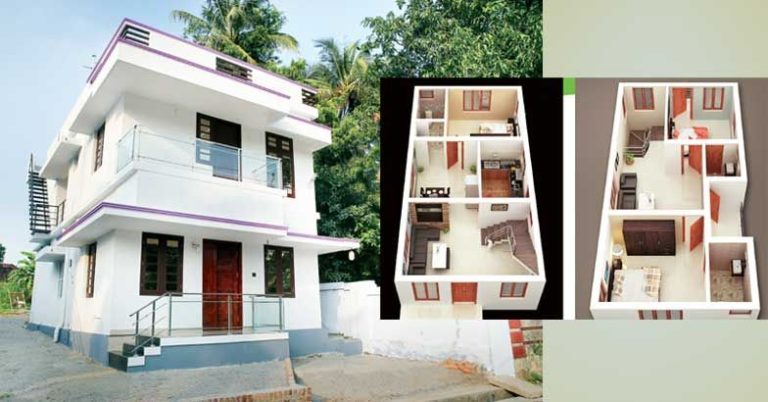 1350 Square Feet 3 Bedroom Two Story Home Design at 3.25 Cent Plot with Plan