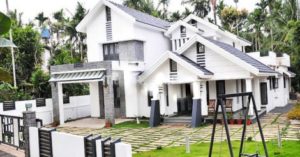 2850 Square Feet 4 Bedroom Double Floor Sloping Roof Home Design and Plan