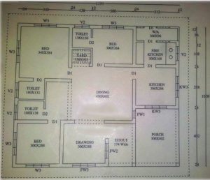 1194 Square Feet 3 Bedroom Single Floor Home Design and Plan