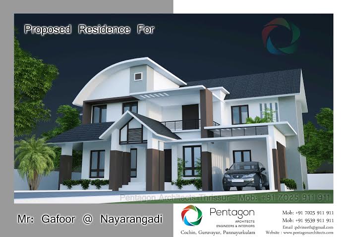 3468 Square Feet 4 Bedroom Modern Sloping Roof Home Design and Plan