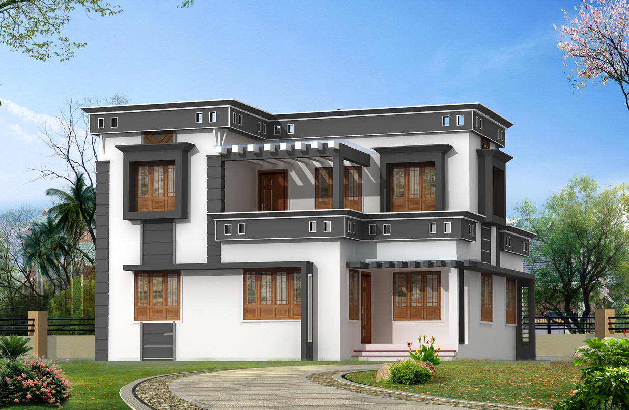 1760 Square Feet 4 Bedroom Contemporary Double Floor Home Design