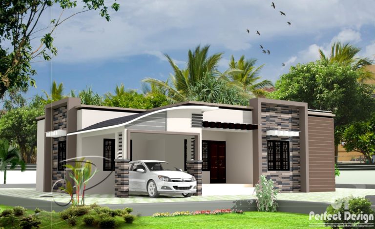 1108 Square Feet 3 Bedroom Single Floor Contemporary Style Home Design and Plan