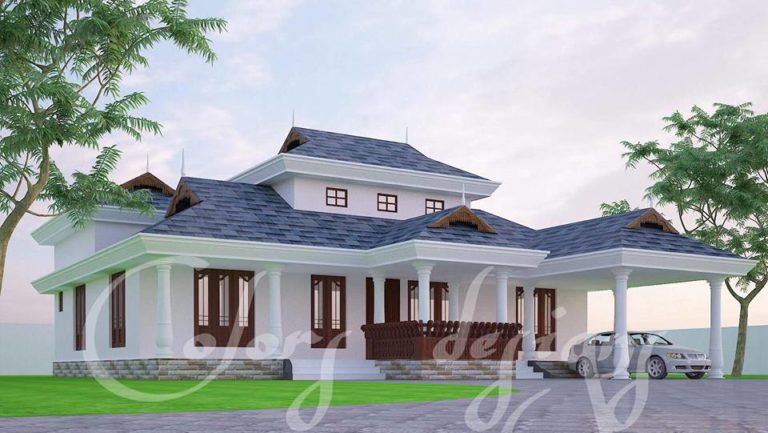 1500 Square Feet 4 Bedroom Single Floor Nalukettu Model Home Design and Plan