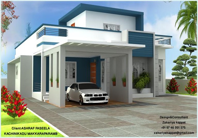 1200 Square Feet 2 Bedroom Contemporary Modern Single Floor Home Design and Plan