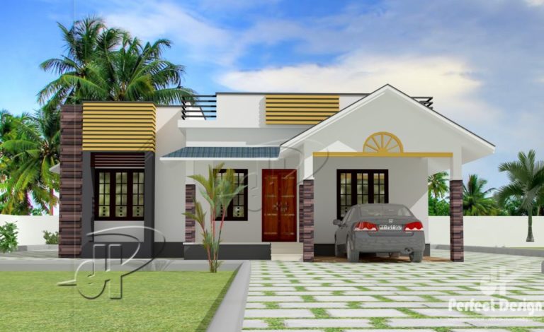 1087 Square Feet 3 Bedroom Modern Single Floor Home Design and Plan