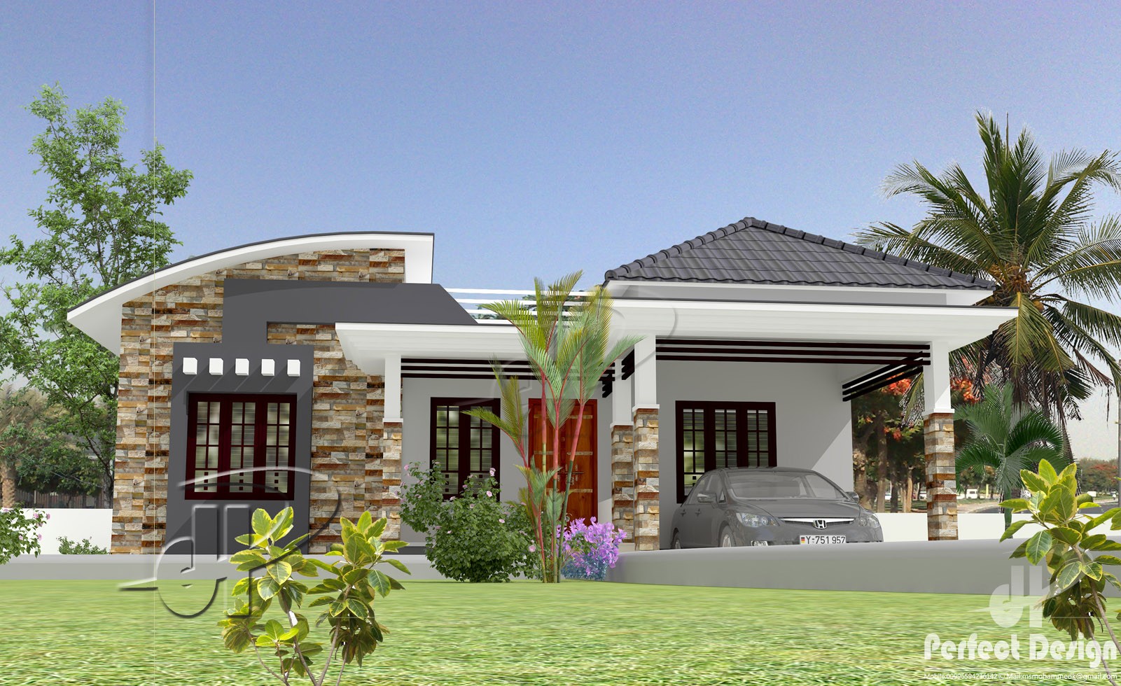 1097 Square Feet 3 Bedroom Contemporary Style Home Design and Plan