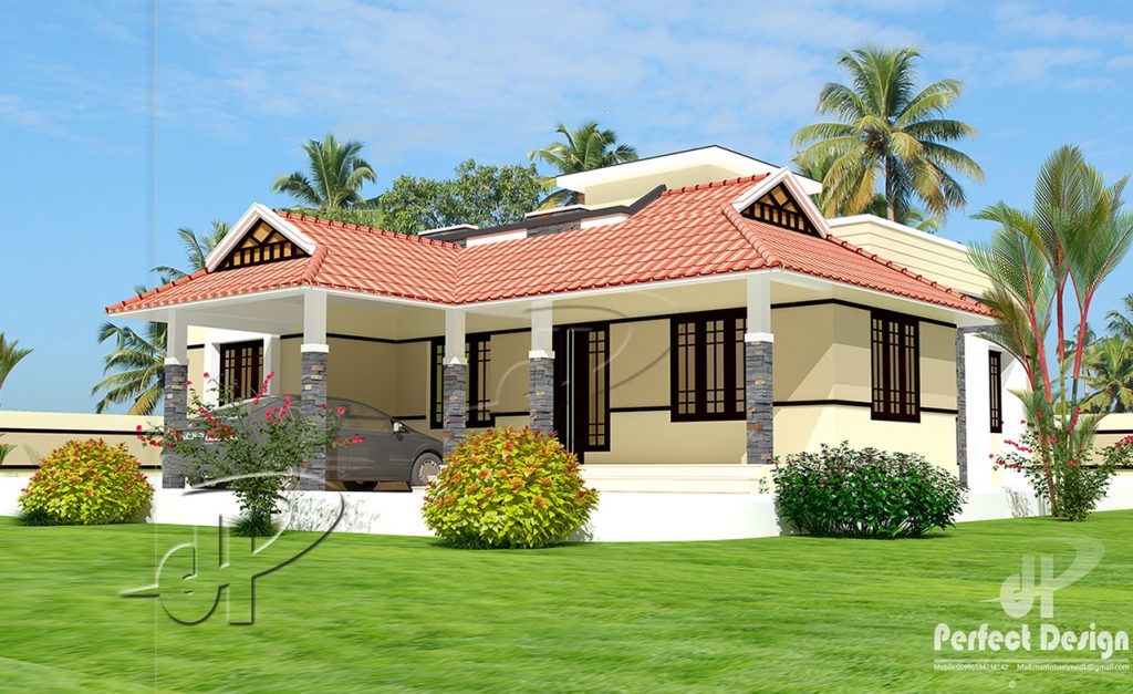 1086 Square Feet 2 Bedroom Traditional Style Single Floor Home Design and Plan