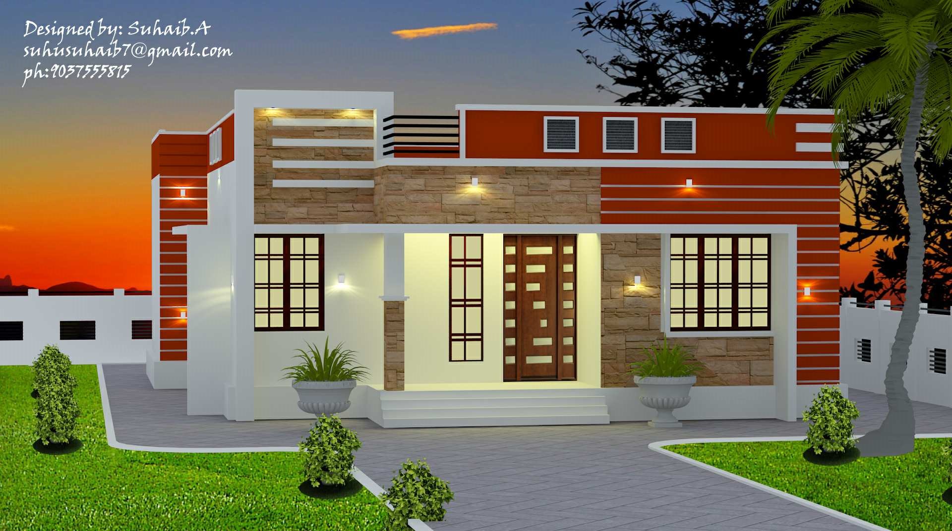 1005 Square Feet 3 Bedroom Single Floor Modern Home Design and Plan