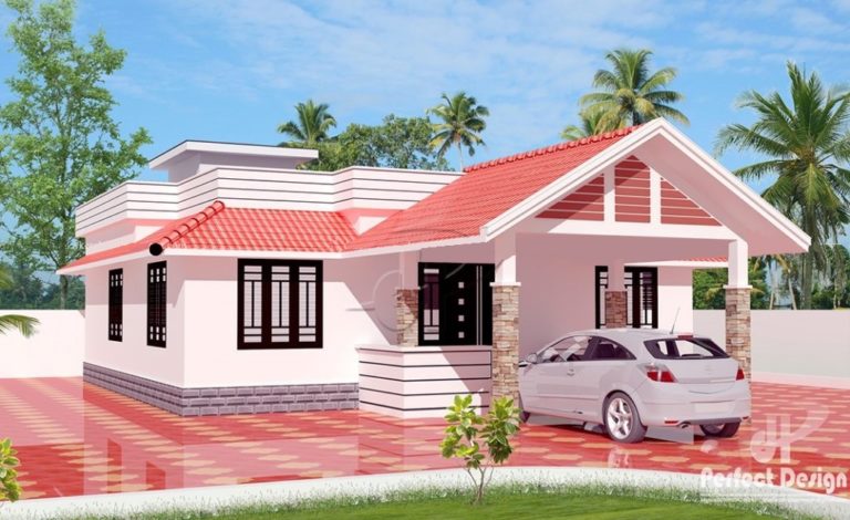 1050 Square Feet 2 Bedroom Traditional Style House Design and Plan