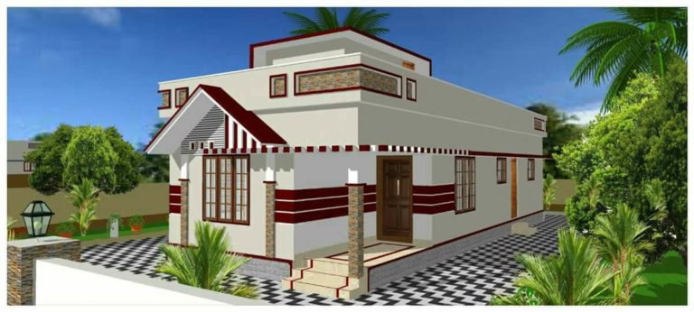 888 Square Feet 2 Bedroom Low Budget Modern Home Design and Plan