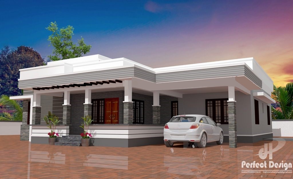 1194 Square Feet 3 Bedroom Single Floor Contemporary Style Home Design and Plan