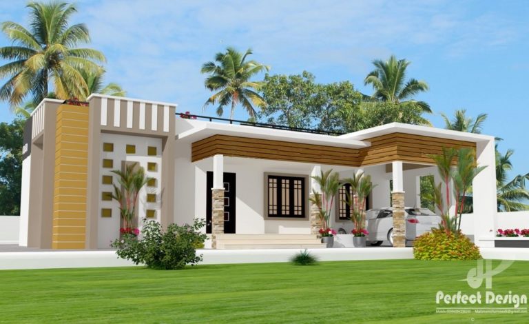 1237 Square Feet 3 Bedroom Single Floor Contemporary Style Modern House Design and Plan