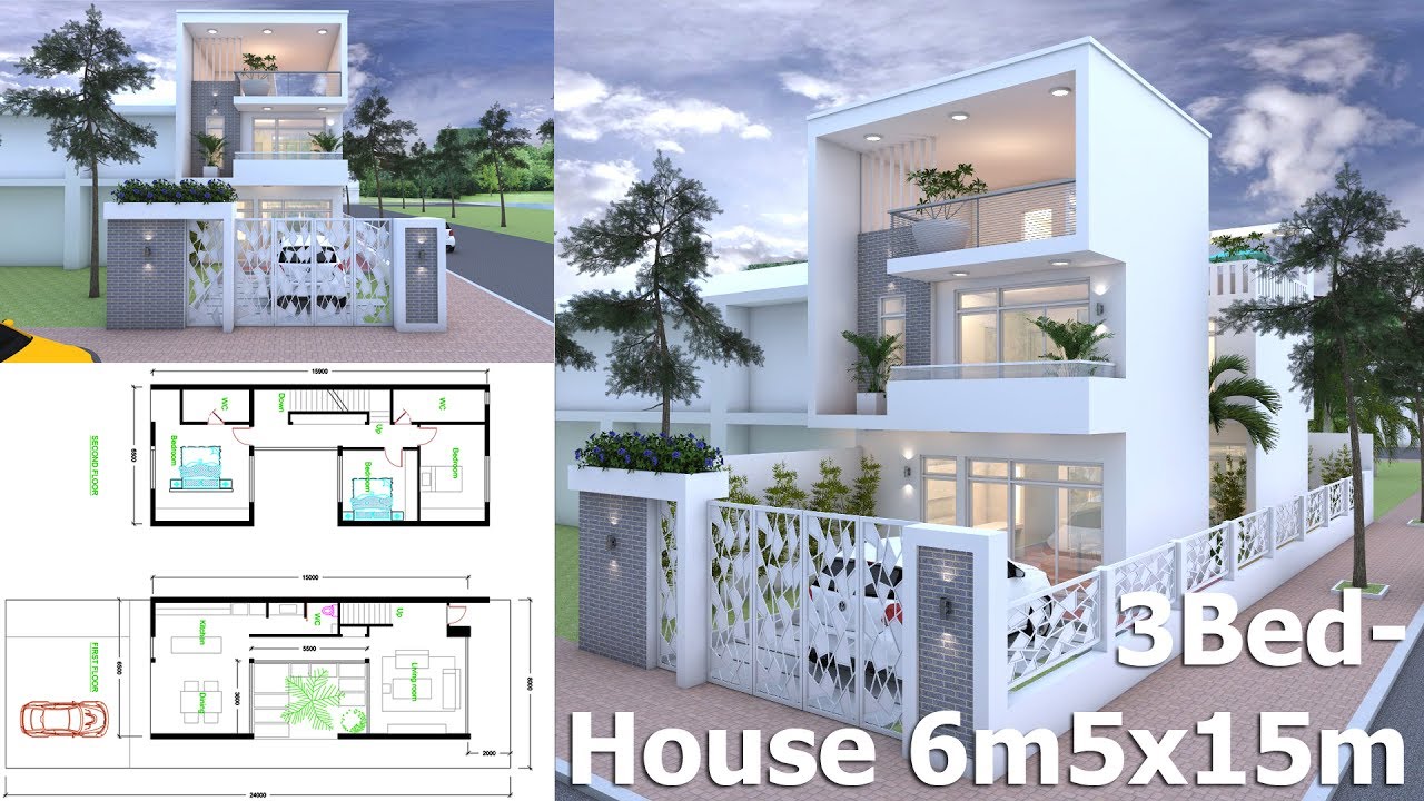 How to inspire Sketch Up Modern Home Plan 6.5 x 15 m