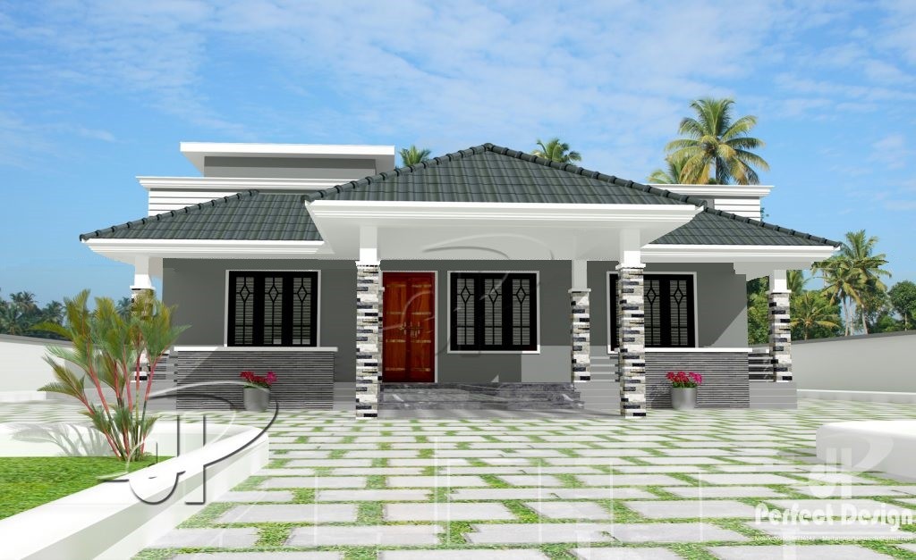 1086 Square Feet 3 Bedroom Traditional Style Single Floor Home Design and Plan