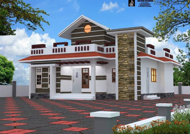 1093 Square Feet 2 Bedroom Single Floor Low Budget Interlock bricks Home