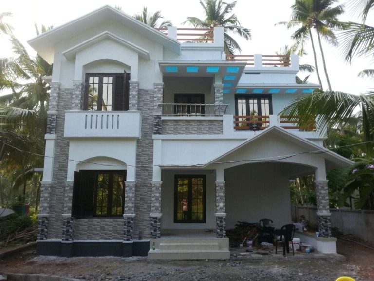 1700 Square Feet 3 Bedroom Double Floor Modern and Sloped Roof House at Vadanapilly, Thrissur
