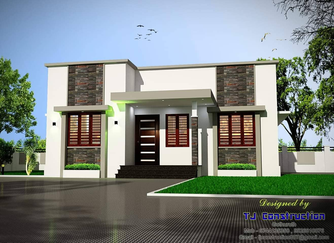 640 Square Feet 2 Bedroom Contemporary Style Single Floor Modern Budget ...