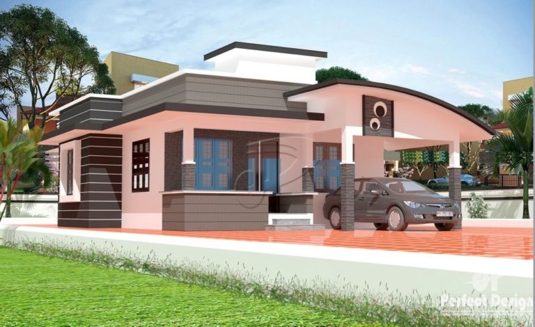 1022 Square Feet 2 Bedroom Single Floor Contemporary Mix Roof Modern Home Design and Plan