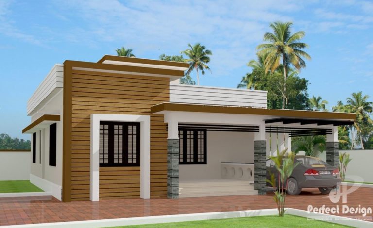 Modern Single Storey 1065 Sq Ft 2 Bedroom Contemporary Style Home and Plan