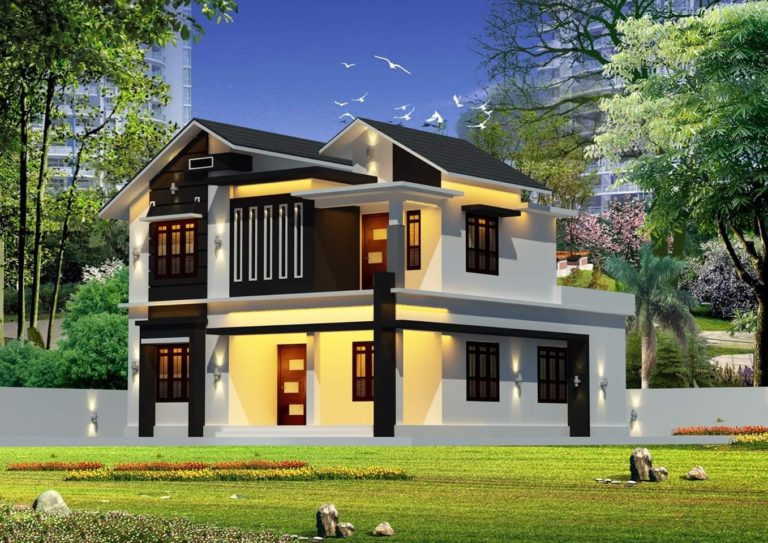 1850 Square Feet 4 BHK Double Floor Modern Beautiful Home Design