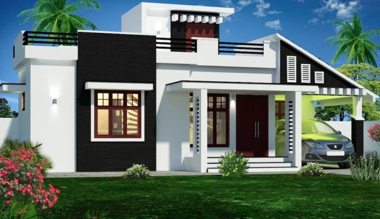 1070 Sq Ft Simple and Contemporary Flat Roof 2 Bhk Modern Home and Plan